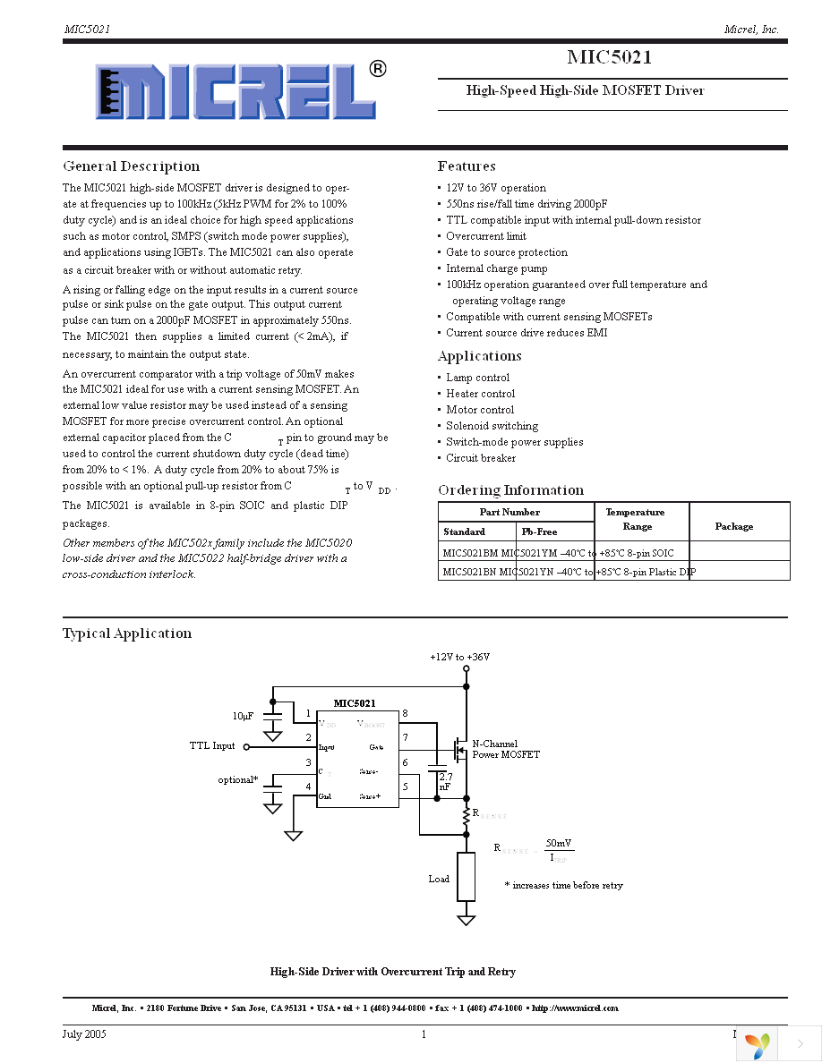 MIC5021YM TR Page 1